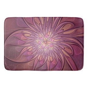 Abstract Modern Floral Fractal Art Berry Colors Bath Mat