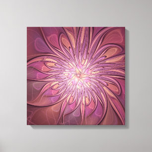 Abstract Modern Floral Fractal Art Berry Colors Canvas Print
