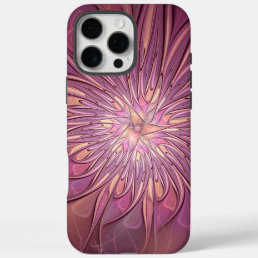 Abstract Modern Floral Fractal Art Berry Colors iPhone 16 Pro Max Case