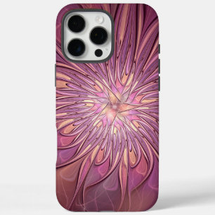 Abstract Modern Floral Fractal Art Berry Colors iPhone 16 Pro Max Case