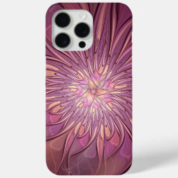 Abstract Modern Floral Fractal Art Berry Colors iPhone 15 Pro Max Case