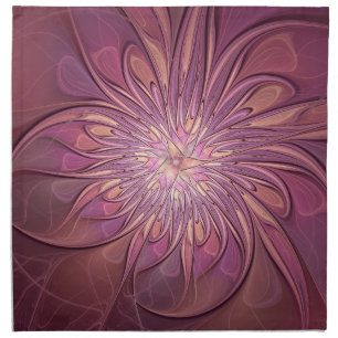 Abstract Modern Floral Fractal Art Berry Colors Cloth Napkin