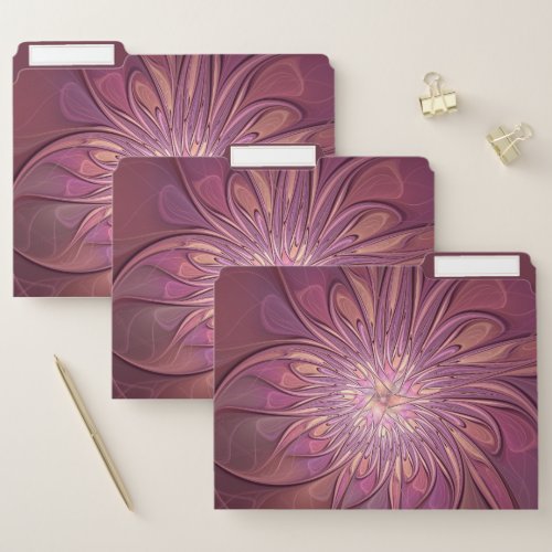 Abstract Modern Floral Fractal Art Berry Colors File Folder