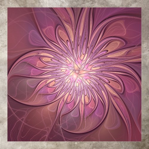 Abstract Modern Floral Fractal Art Berry Colors Floor Decals