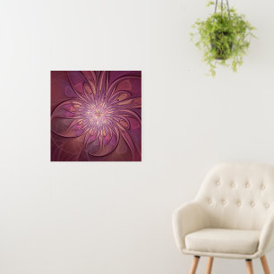 Abstract Modern Floral Fractal Art Berry Colors Foam Board