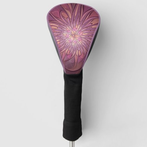 Abstract Modern Floral Fractal Art Berry Colors Golf Head Cover