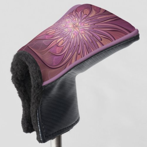 Abstract Modern Floral Fractal Art Berry Colors Golf Head Cover