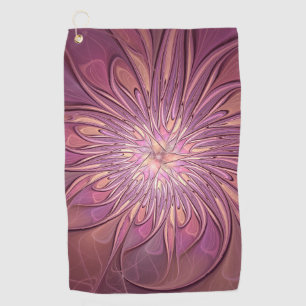 Abstract Modern Floral Fractal Art Berry Colors Golf Towel