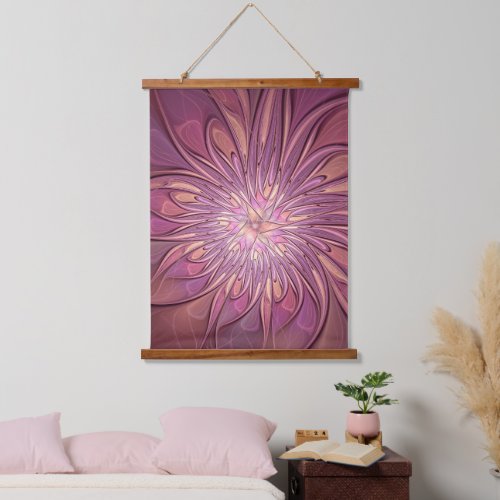 Abstract Modern Floral Fractal Art Berry Colors Hanging Tapestry