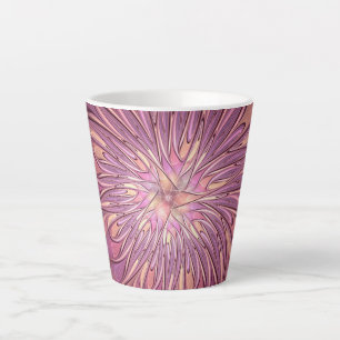 Abstract Modern Floral Fractal Art Berry Colors Latte Mug
