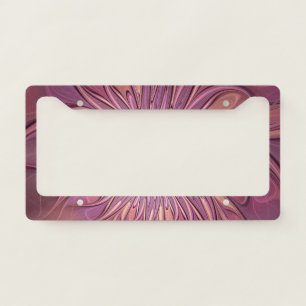 Abstract Modern Floral Fractal Art Berry Colors License Plate Frame