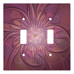 Abstract Modern Floral Fractal Art Berry Colors Light Switch Cover