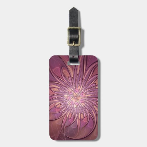 Abstract Modern Floral Fractal Art Berry Colors Luggage Tag