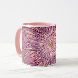 Abstract Modern Floral Fractal Art Berry Colors Mug