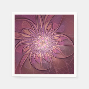 Abstract Modern Floral Fractal Art Berry Colors Napkins