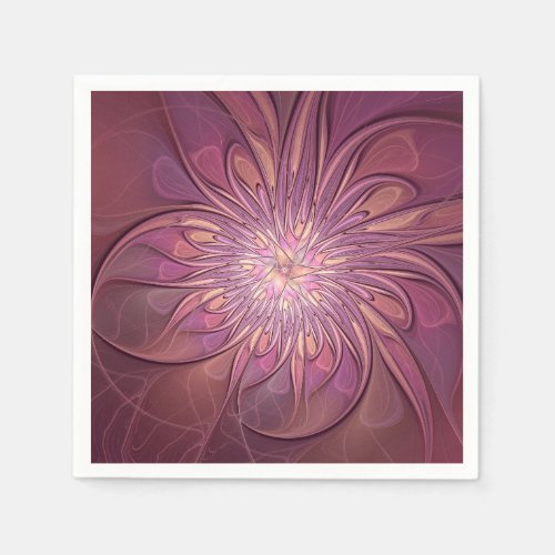 Abstract Modern Floral Fractal Art Berry Colors Napkins