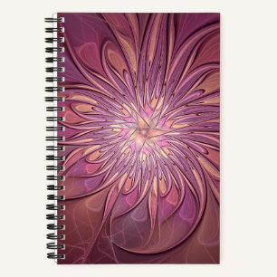 Abstract Modern Floral Fractal Art Berry Colors Notebook