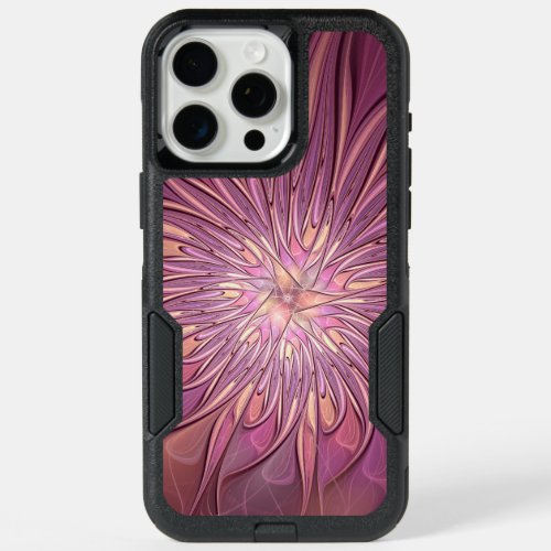 Abstract Modern Floral Fractal Art Berry Colors iPhone 15 Pro Max Case