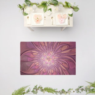 Abstract Modern Floral Fractal Art Berry Colors Outdoor Rug