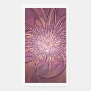 Abstract Modern Floral Fractal Art Berry Colors Paper Guest Towels