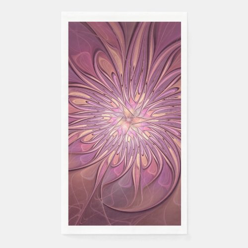 Abstract Modern Floral Fractal Art Berry Colors Paper Guest Towels