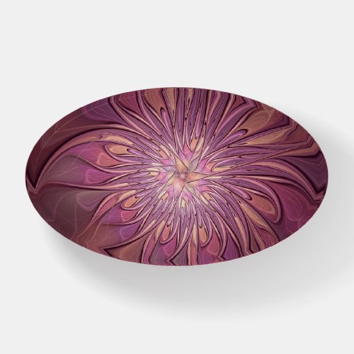 Abstract Modern Floral Fractal Art Berry Colors Paperweight