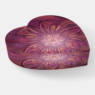 Abstract Modern Floral Fractal Art Berry Colors Paperweight