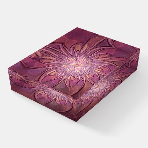 Abstract Modern Floral Fractal Art Berry Colors Paperweight
