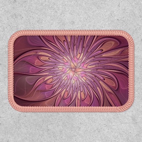 Abstract Modern Floral Fractal Art Berry Colors Patch