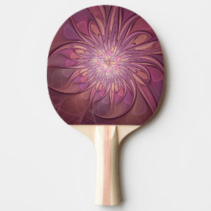 Abstract Modern Floral Fractal Art Berry Colors Ping Pong Paddle