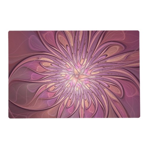 Abstract Modern Floral Fractal Art Berry Colors Placemat
