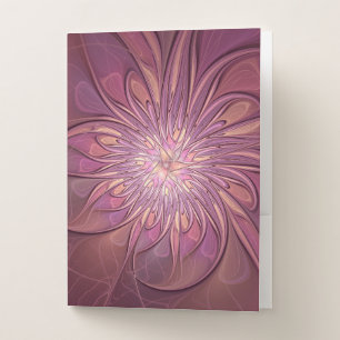 Abstract Modern Floral Fractal Art Berry Colors Pocket Folder