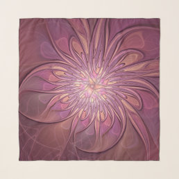 Abstract Modern Floral Fractal Art Berry Colors Scarf