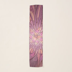 Abstract Modern Floral Fractal Art Berry Colors Scarf