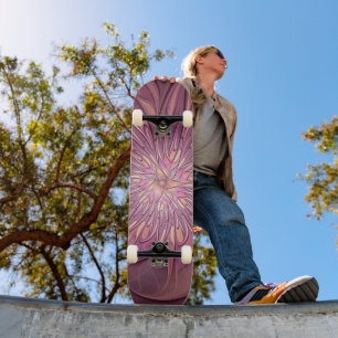 Abstract Modern Floral Fractal Art Berry Colors Skateboard