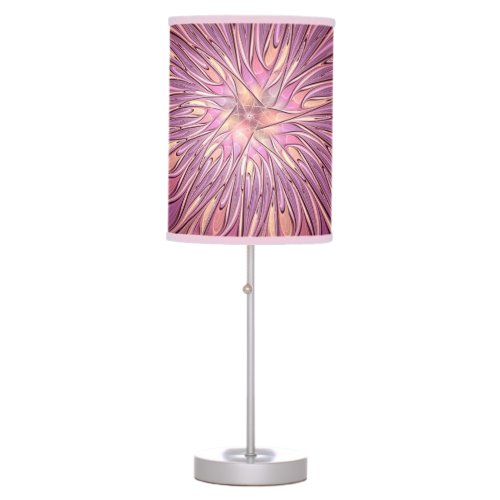 Abstract Modern Floral Fractal Art Berry Colors Table Lamp