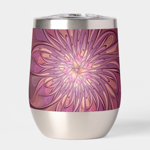 Abstract Modern Floral Fractal Art Berry Colors Thermal Wine Tumbler