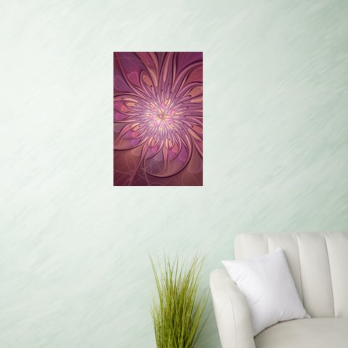 Abstract Modern Floral Fractal Art Berry Colors Wall Decal