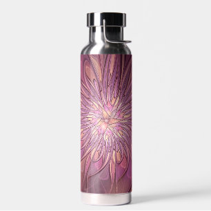 Abstract Modern Floral Fractal Art Berry Colors Water Bottle
