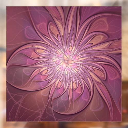 Abstract Modern Floral Fractal Art Berry Colors Window Cling
