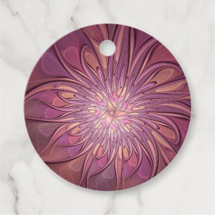 Abstract Modern Floral Fractal Berry Colors Custom Favor Tags