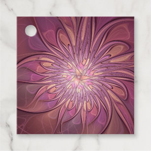 Abstract Modern Floral Fractal Berry Colors Custom Favor Tags
