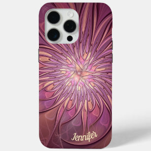 Abstract Modern Floral Fractal Berry Colors Name iPhone 15 Pro Max Case