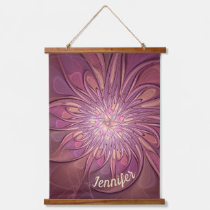 Abstract Modern Floral Fractal Berry Colors Name Hanging Tapestry