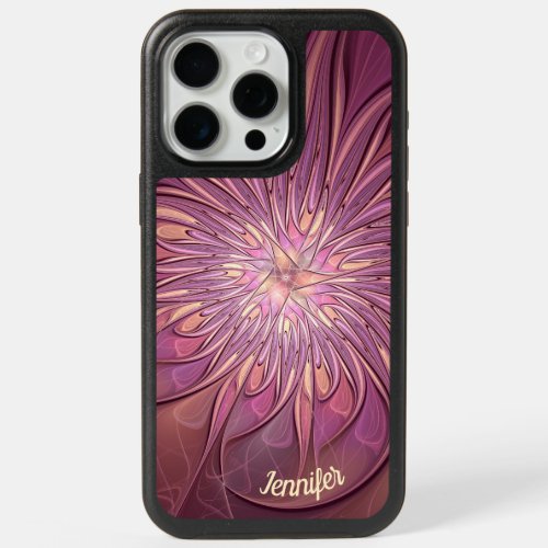 Abstract Modern Floral Fractal Berry Colors Name iPhone 15 Pro Max Case