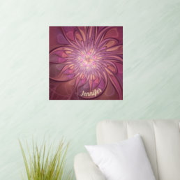 Abstract Modern Floral Fractal Berry Colors Name Wall Decal