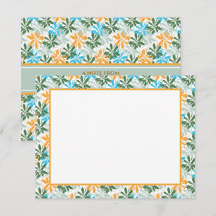 Abstract Modern Floral I Colorful Blue and Orange Note Card