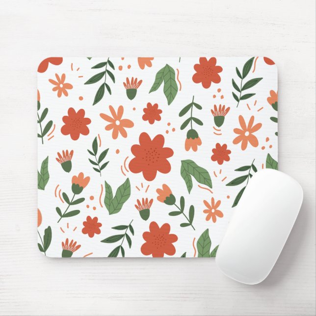 Abstract Modern Floral Mouse Pad (With Mouse)