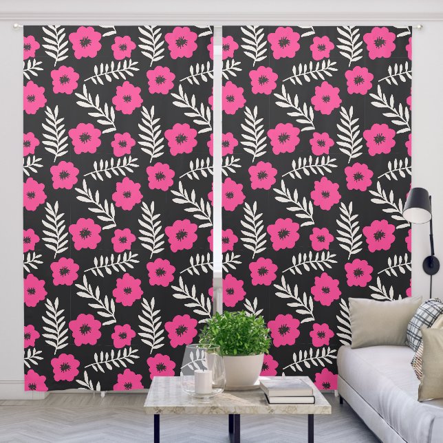 Abstract Modern Floral Pattern  Blackout Curtains (Living Room)
