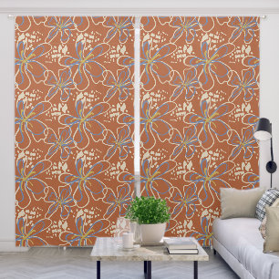 Abstract Modern Floral Pattern Blackout Curtains